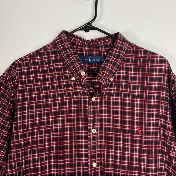Ralph Lauren Men’s Red &‎ Black Plaid Shirt Long Sleeve Business Casual Work XXL - Picture 11 of 12